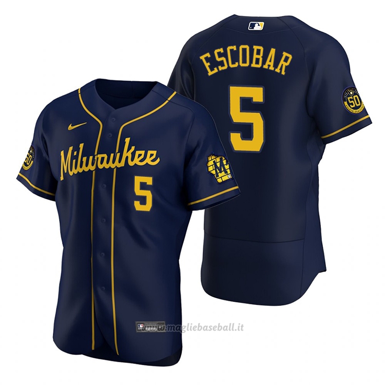 Maglia Baseball Uomo Milwaukee Brewers Eduardo Escobar Autentico Alternato Blu